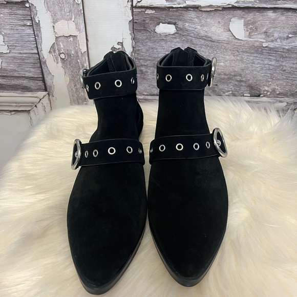 Rebecca Minkoff Kianna Black Suede Booties Size 8 1/2 - Picture 3 of 7